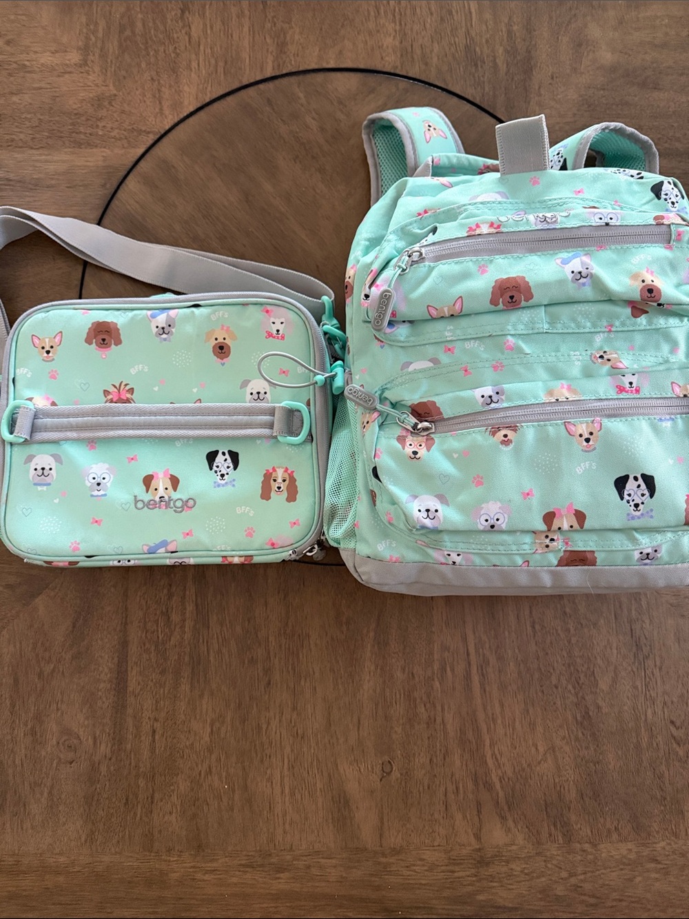Bentgo Mint Puppy Print Backpack and Lunch Bag Set